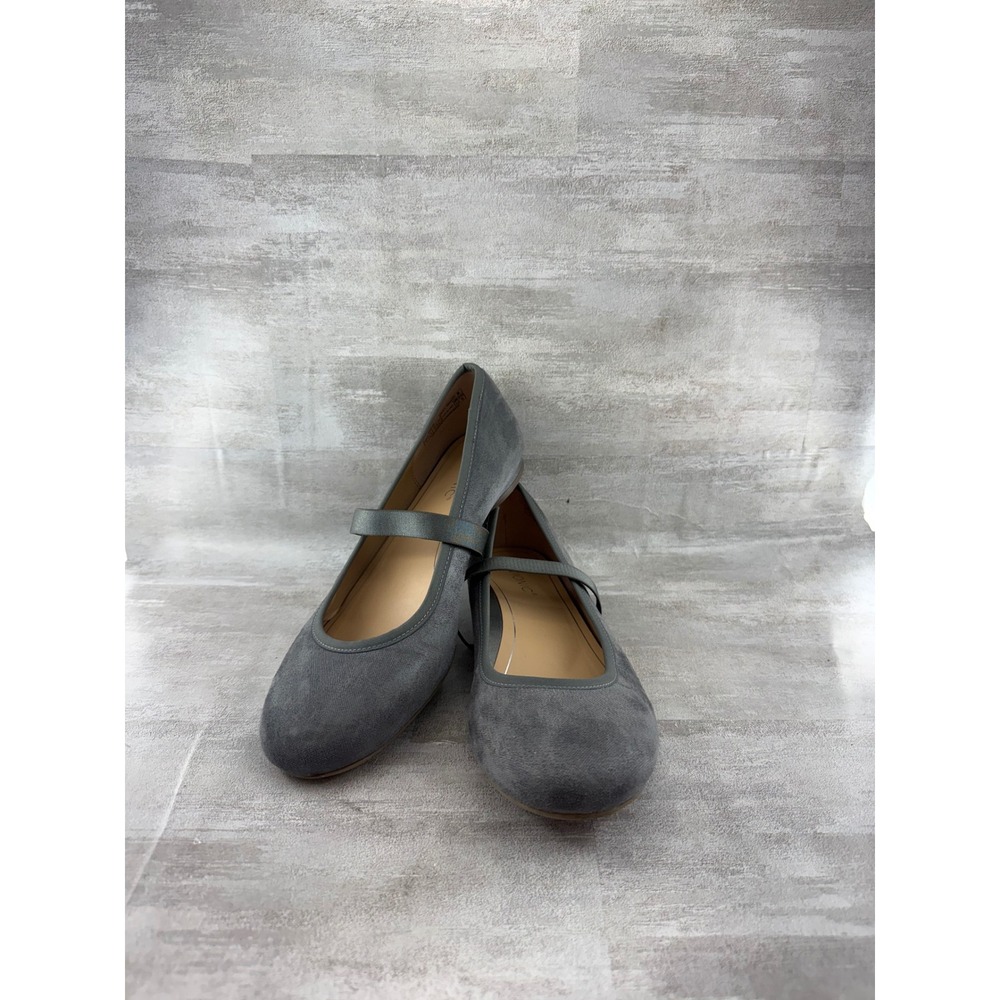 Vionic Joseline Gray Suede Mary Jane Flats Orthotic Support Women Sz 9